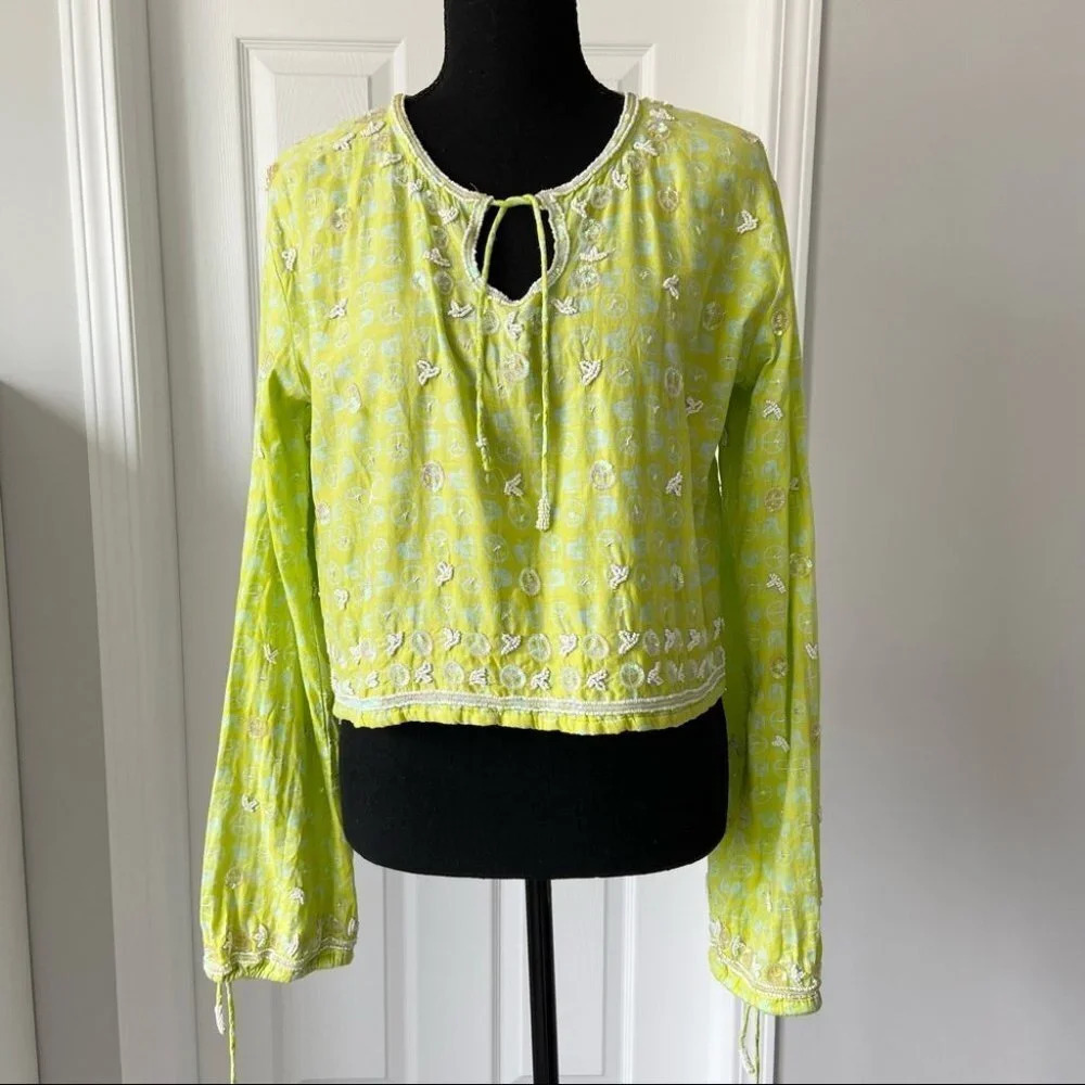 Letarte Handmade Beaded Accents Cropped Top